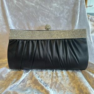 Black Clutch with Crystal Jewel Embellishments